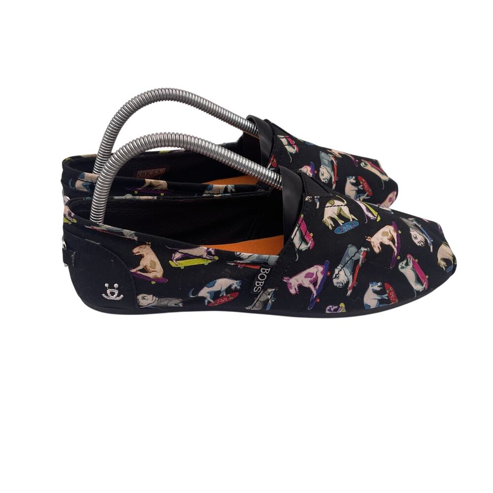 Bobs Skechers Plush Wag Town Dogs Black Slip On Comfort Shoes Womens 9